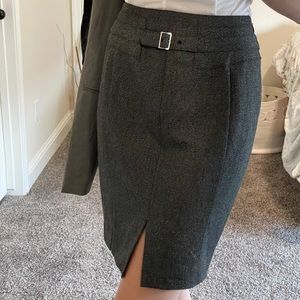 Express Grey Suit Skirt w Silver Buckle